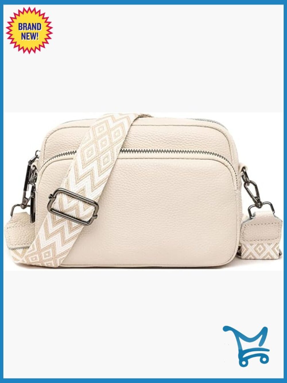Genuine Leather Crossbody Bag Top Zip Shoulder Purse Trendy Camera Bag